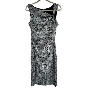 MAGGY LONDON Silver Black Sleeveless Lined NEW Dress 12
